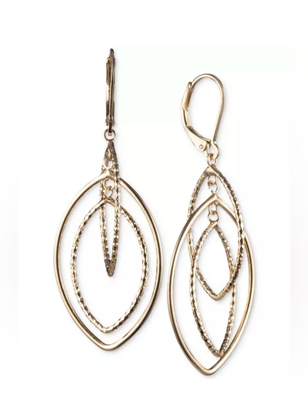 Anne Klein GOLD-TONE TEXTURED ORBITAL DROP EARRINGS - Picture 7 of 8
